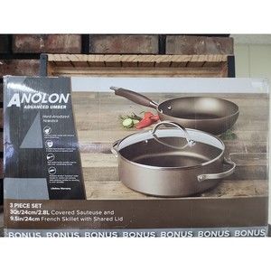 ANOLON ADVANCED UMBER HARD-ANODIZED NONSTICK 3-QT SAUTEUSE, 9.5" SKILLET & LID